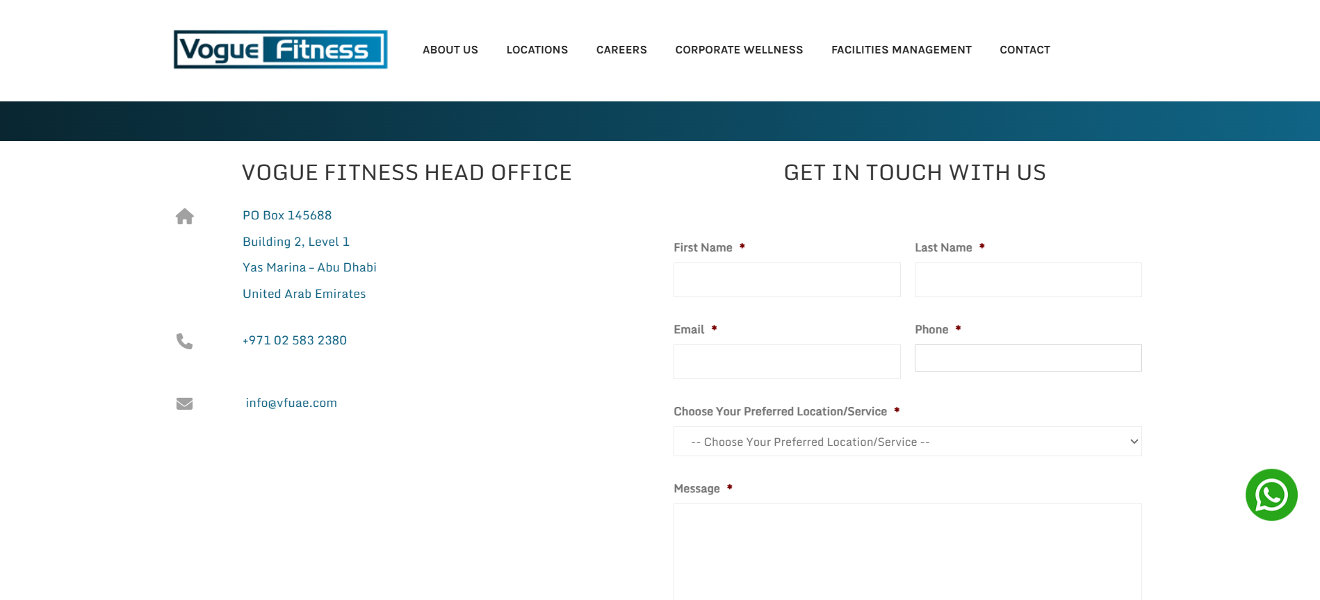 Vogue Fitness responsive website design for mobile devices showing fitness services and booking system